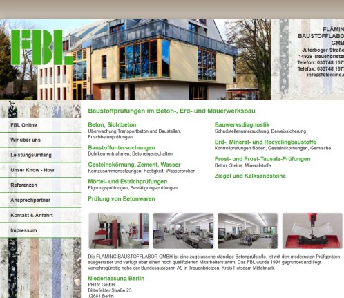 Startseite   Fl&auml;ming Baustofflabor GmbH   FBL GmbH   Treuenbrietzen FL&Auml;MING BAUSTOFFLABOR GMBH / FBL GmbH &ouml;ffnungszeit