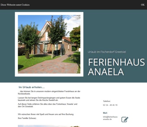 Anaela Ferienhaus in Greetsiel  öffnungszeit