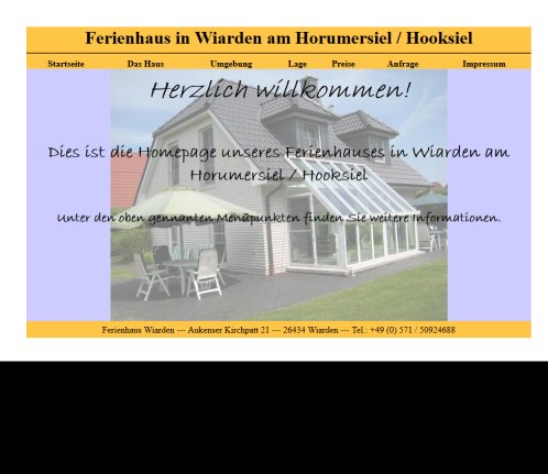 Ferienhaus Wiarden / Horumersiel Hooksiel Ferienhaus Wiarden GbR öffnungszeit