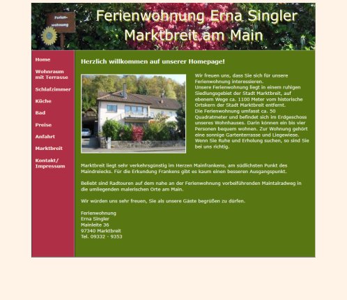 Willkommen auf der Homepage der Ferienwohnung Erna Singler in Marktbreit am Main  öffnungszeit