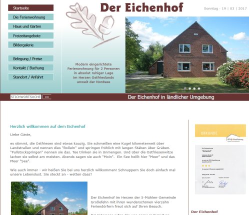 Ferienwohnung Eichenhof in Großefehn · Ostfriesland  öffnungszeit