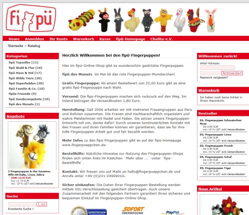 Fingerpuppen Online Shop  öffnungszeit