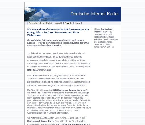 Die DAD Deutscher Adressdienst GmbH produziert die Deutsche Internet Kartei DAD Deutscher Adressdienst GmbH öffnungszeit