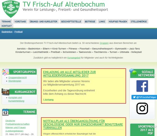 TV Frisch Auf Altenbochum | Verein für Leistungs   Freizeit  und Gesundheitssport  öffnungszeit