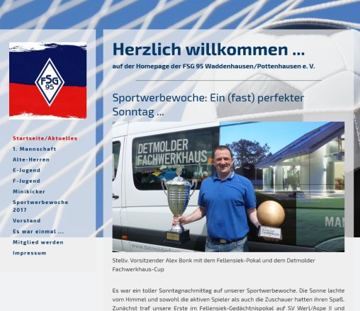 FSG 95   Fu&szlig;ballverein aus Waddenhausen/Pottenhausen FSG 95 Waddenhausen/Pottenhausen e.V. &ouml;ffnungszeit