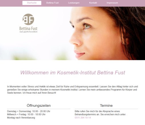 Kosmetik Institut Bettina Fust   Startseite  öffnungszeit