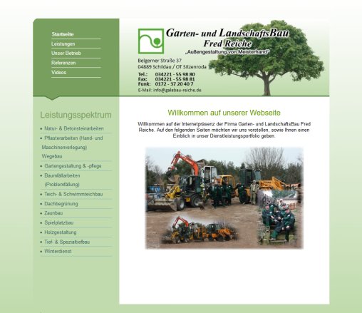 Garten  und LandschaftsBau Fred Reiche   Startseite  &ouml;ffnungszeit