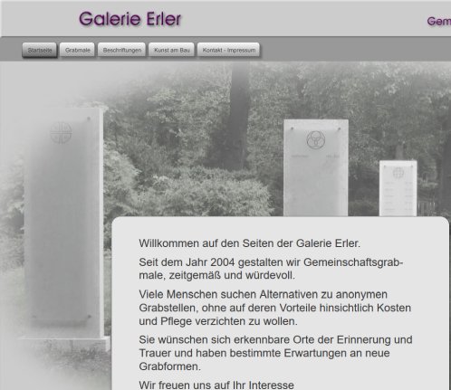 Galerie Erler: Kunsthandel: Kunstvermittlung: Grabmale: Gudrun Erler  öffnungszeit