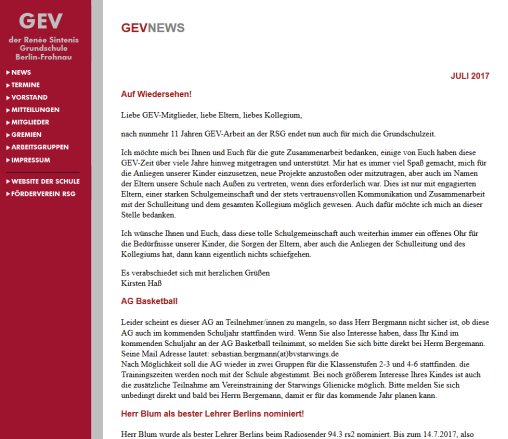 Gesamtelternvertretung der Renée Sintenis Grundschule in Berlin Frohnau Erfahrung Gesamtelternvertretung der Renée Sintenis Grundschule in Berlin Frohnau Öffnungszeit