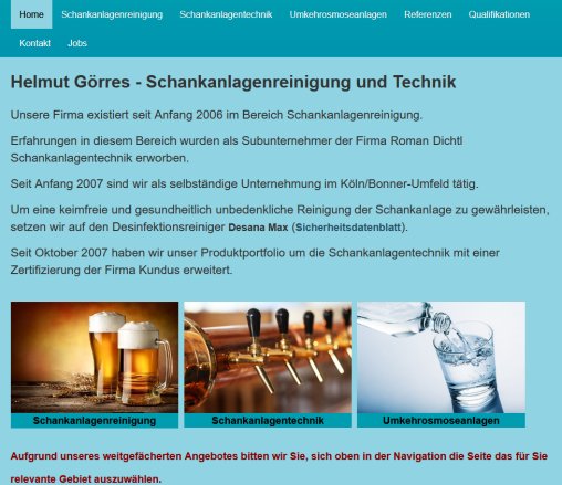 Helmut Görres   Schankanlagenreinigung & Technik  Hausmeistertätigkeiten  öffnungszeit