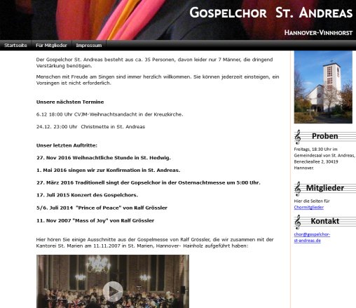Gospelchor St. Andreas   Hannover Vinnhorst  öffnungszeit