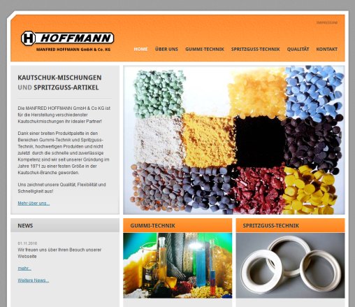 Manfred Hoffmann GmbH & Co. KG   Kautschuk Mischungen und Spritzguss Artikel | Startseite  &ouml;ffnungszeit