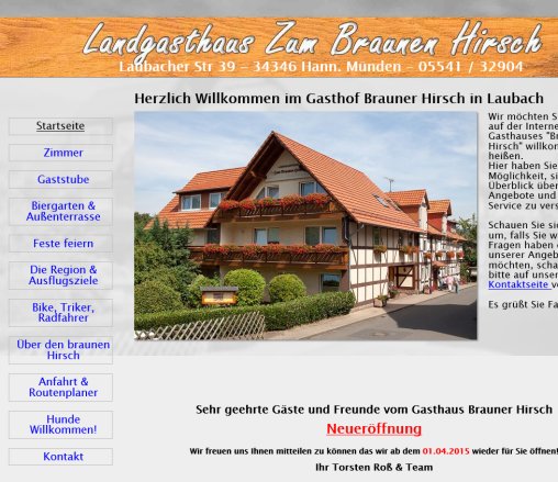 Startseite   Landgasthaus Zum Braunen Hirsch  öffnungszeit