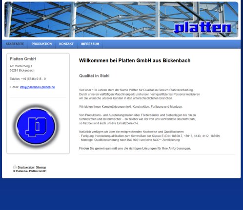 Hallenbau Platten GmbH   Startseite Platten GmbH öffnungszeit