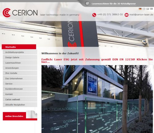 Glasbearbeitungsmaschinen Laser Glasbearbeitung / CERION GmbH / Lasersysteme CERION GmbH öffnungszeit