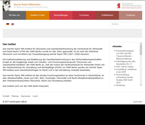 Harriet Taylor Mill Institut f&uuml;r Ãkonomie und Geschlechterforschung der Hochschule f&uuml;r Wirtschaft und Recht Berlin (HWR Berlin)  &ouml;ffnungszeit