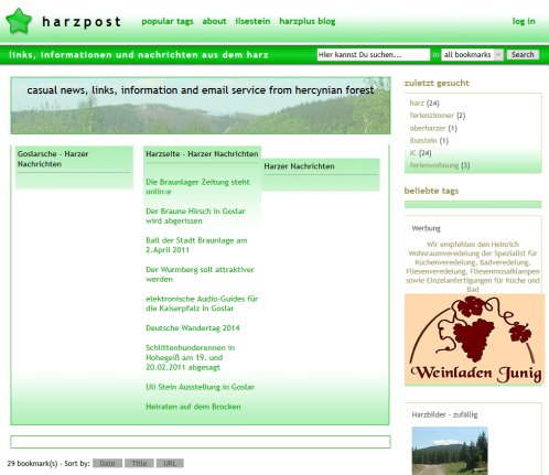 Harzpost >> links  informationen und nachrichten aus dem harz   casual news  links and information from hercynian forest  öffnungszeit