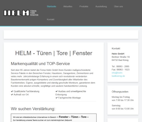 HELM   Türe | Tore | Fenster Helm GmbH öffnungszeit