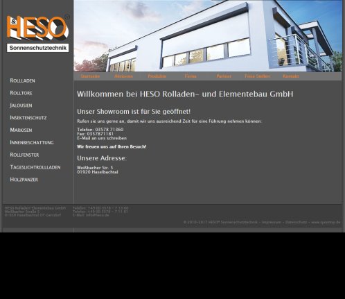 Startseite   HESO Sonnenschutztechnik HESO Rolladen Elementebau GmbH öffnungszeit