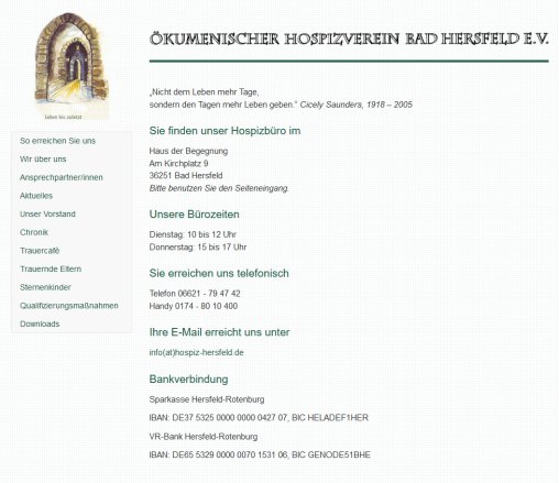 Startseite: Ökumenischer Hospizverein Bad Hersfeld e. V.  öffnungszeit