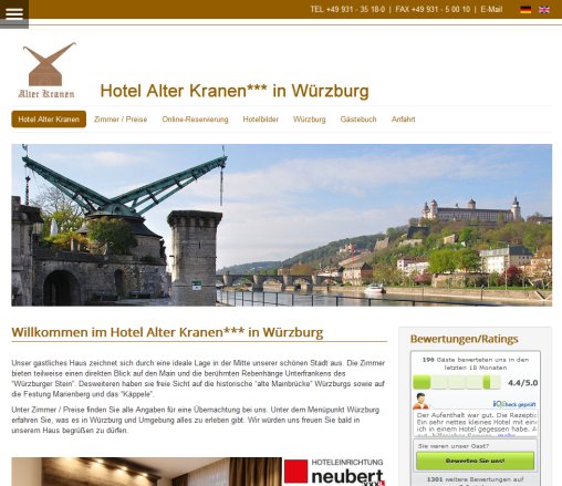 Hotel Alter Kranen Würzburg   Willkommen  öffnungszeit