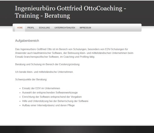 Ingenieurbüro Gottfried OttoCoaching   Training   Beratung   Home  öffnungszeit