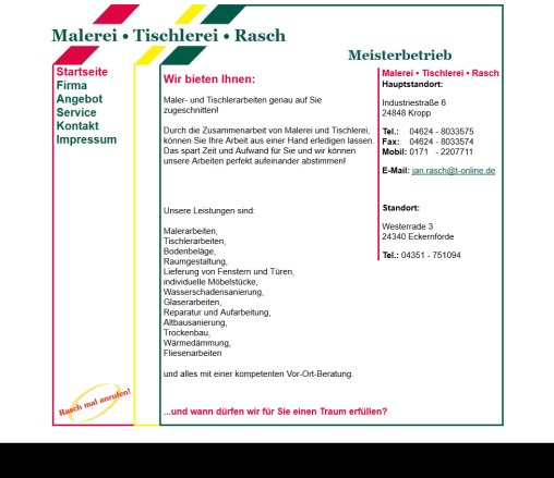 Malerei ? Tischlerei ? Rasch Erfahrung Malerei ? Tischlerei ? Rasch Öffnungszeit