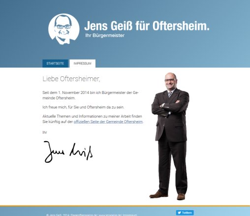 Jens GeiÃ – Bürgermeister der Gemeinde Oftersheim  öffnungszeit