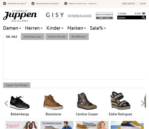 Online Schuhe shoppen bei Juppen.de Nachf. Paul Prange GmbH & Co. öffnungszeit