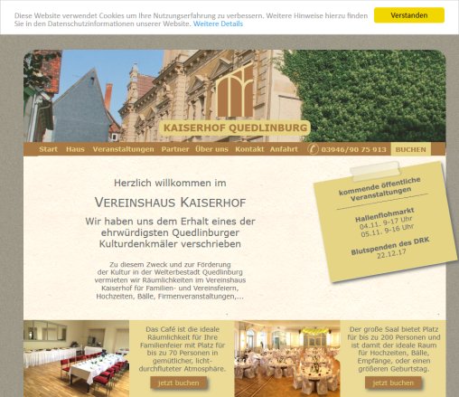 Kaiserhof Quedlinburg Verein zum Erhalt des Kaiserhofes e.V. öffnungszeit