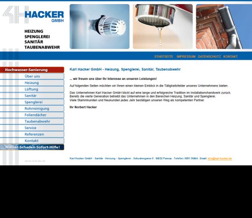 Hacker   Sanitär  Heizung  Spenglerei  Taubenabwehr in Passau Karl Hacker GmbH öffnungszeit