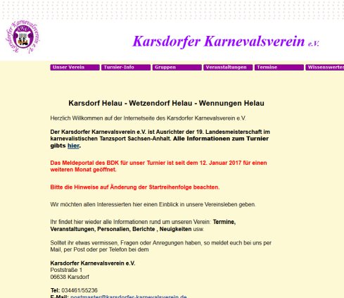 Startseite Karsdorfer Karnevalsverein e.V. Erfahrung Startseite Karsdorfer Karnevalsverein e.V. Öffnungszeit