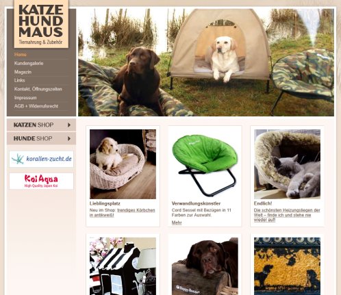 Home | Katze Hund Maus   Tiernahrung & Zubehör online kaufen Korallenzucht.de Vertriebs GmbH öffnungszeit