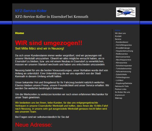Home   KFZ Service Koller Eisersdorf Kemnath Autowerkstatt für Ihr Auto  öffnungszeit