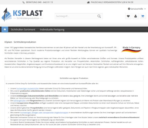 KSplast - Sichthüllenproduktion Erfahrung KSplast - Sichthüllenproduktion Öffnungszeit