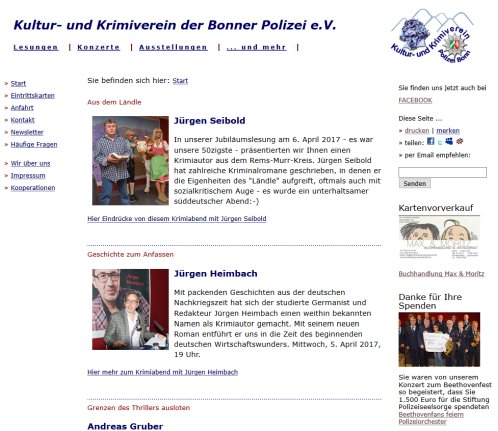 Kultur  und Krimiverein der Bonner Polizei e.V. Kultur  und Krimiverein der Bonner Polizei e.V. öffnungszeit