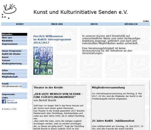 KuKiS Aktuelles Kunst  und Kulturinitiative Senden e.V. öffnungszeit