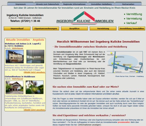 Ingeborg Kulicke Immobilien in 74889 Sinsheim   Ihr Immobilienmakler f&uuml;r Sinsheim und Heidelberg  &ouml;ffnungszeit