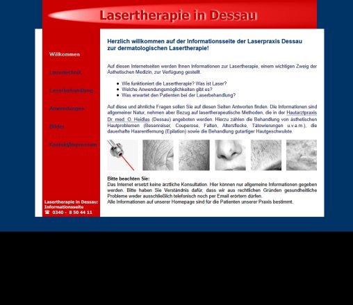Laserpraxis Dessau: Dermatologische Lasertherapie / Laserbehandlung / Laser  öffnungszeit