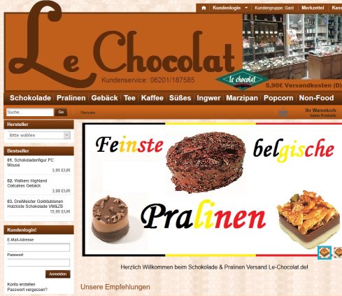 Pralinen & Schokolade bestellen  Süsswaren online    Le Chocolat  öffnungszeit
