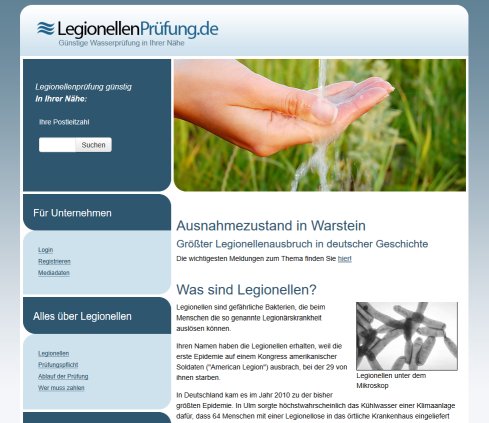 Legionellenprüfung - Handwerker - Datenbank öffnungszeit