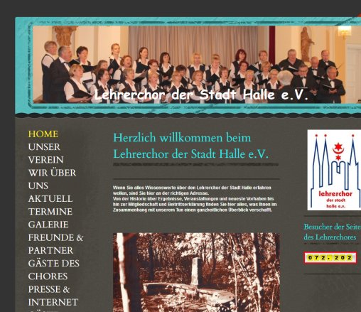 Lehrerchor der Stadt Halle e.V. Home Lehrerchor der Stadt Halle e.V. Erfahrung Lehrerchor der Stadt Halle e.V. Home Lehrerchor der Stadt Halle e.V. Öffnungszeit