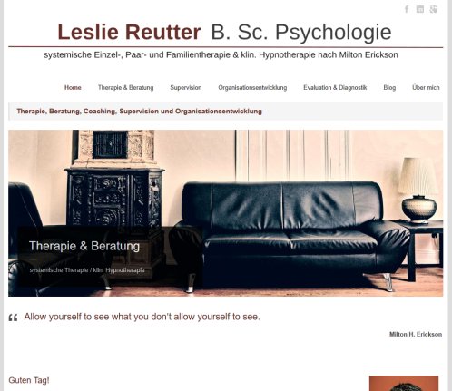 Leslie Reutter B.Sc. Psychologie Therapie Beratung und Organisationsentwicklung Erfahrung Leslie Reutter B.Sc. Psychologie Therapie Beratung und Organisationsentwicklung Öffnungszeit