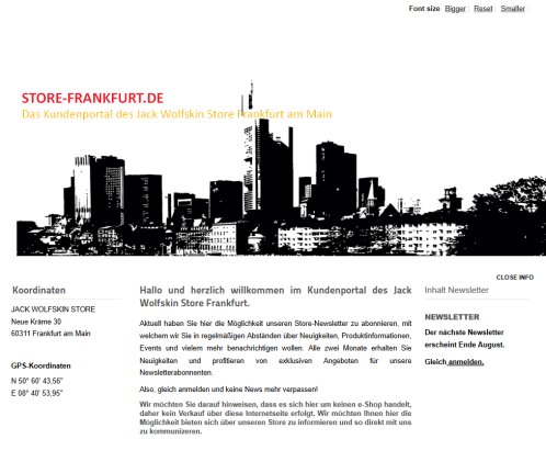 Kundeportal des Jack Wolfskin Store Frankfurt am Main 