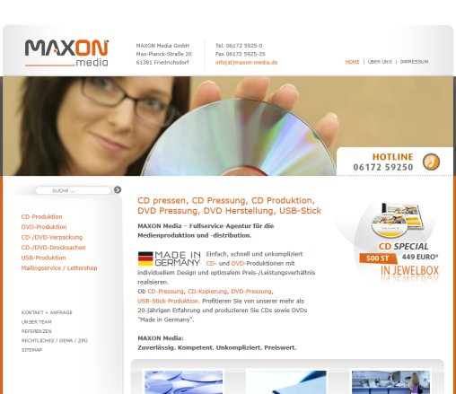 CD Pressen | CD Produktion | CD Pressung | DVD Herstellung | USB Stick |Â MAXON Media MAXON Media GmbH Erfahrung CD Pressen | CD Produktion | CD Pressung | DVD Herstellung | USB Stick |Â MAXON Media MAXON Media GmbH öffnungszeit