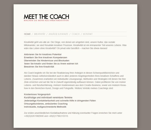 MEET THE COACH  öffnungszeit