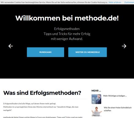 methode.de: Tipps  Tricks und Methoden rund um Erfolgsmethoden  Arbeitsmethodik  Denkmethoden  Strategie  Psychologie  Gesundheit ... Methode.de GmbH öffnungszeit