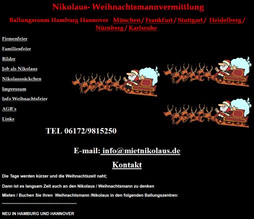 Weihnachtsmannvermittlung /service Ihr Nikolaus oder Weihnachtsmann zu mieten oder buchen für Frankfurt München Stuttgart Nürnberg Heidelberg Karlsruhe Erfahrung Weihnachtsmannvermittlung /service Ihr Nikolaus oder Weihnachtsmann zu mieten oder buchen für Frankfurt München Stuttgart Nürnberg Heidelberg Karlsruhe Öffnungszeit