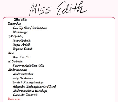 Zauberin Miss Edith Erfahrung Zauberin Miss Edith Öffnungszeit