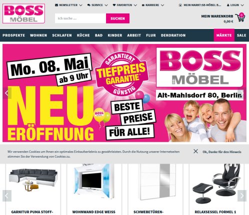 SB MÖBEL BOSS Online Shop Komplementär: SB Möbel Boss Handels Beteiligungs GmbH öffnungszeit